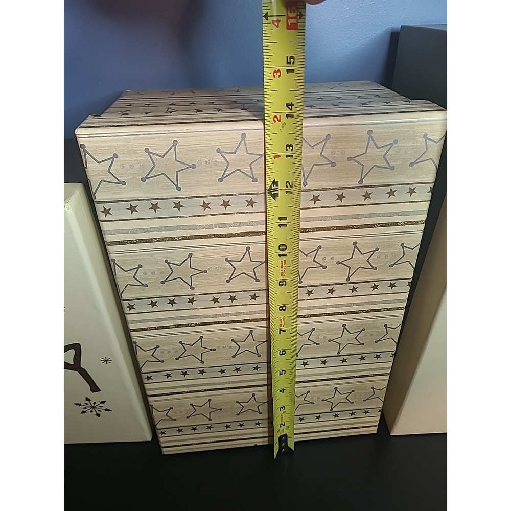 3 Christmas Nesting Gift Boxes Holiday Golden Reindeer stars Storage Gift - Picture 7 of 16